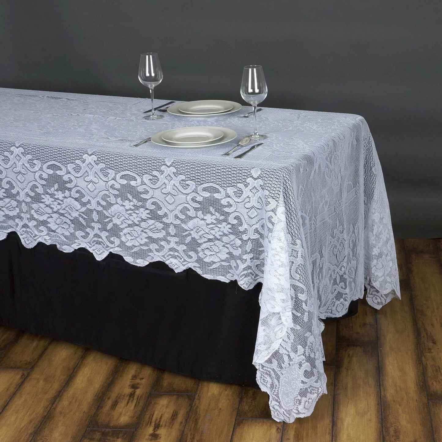 Lace 60"x126" Rectangular Oblong Tablecloth White - Premium Finish for Sophisticated Occasions - Linen Luxes