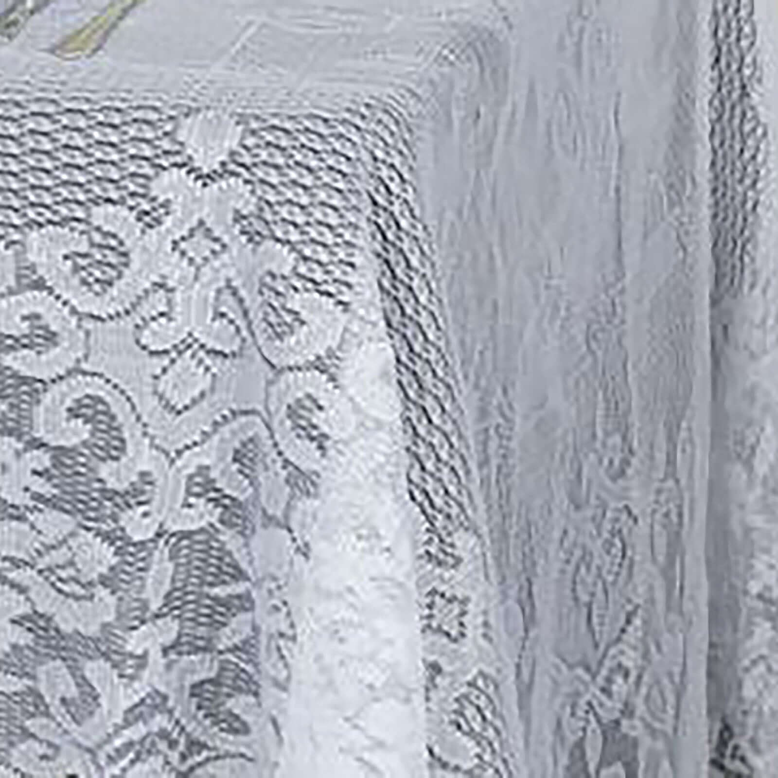 Lace 60"x126" Rectangular Oblong Tablecloth White - Premium Finish for Sophisticated Occasions - Linen Luxes