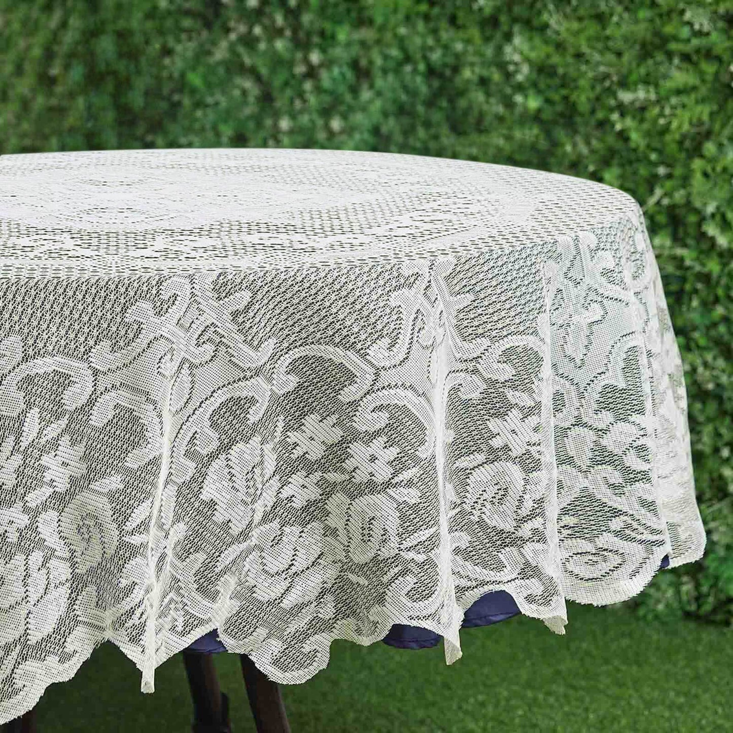 Lace 70" Round Tablecloth Ivory - Premium Design for Intimate Table Settings - Linen Luxes