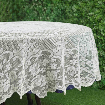 Lace 70" Round Tablecloth Ivory - Premium Design for Intimate Table Settings - Linen Luxes