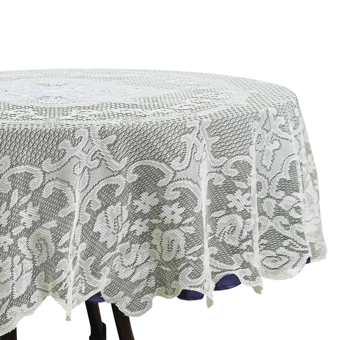 Lace 70" Round Tablecloth Ivory - Premium Design for Intimate Table Settings - Linen Luxes