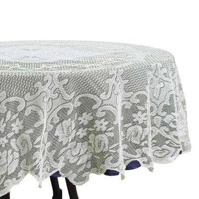Lace 70" Round Tablecloth Ivory - Premium Design for Intimate Table Settings - Linen Luxes