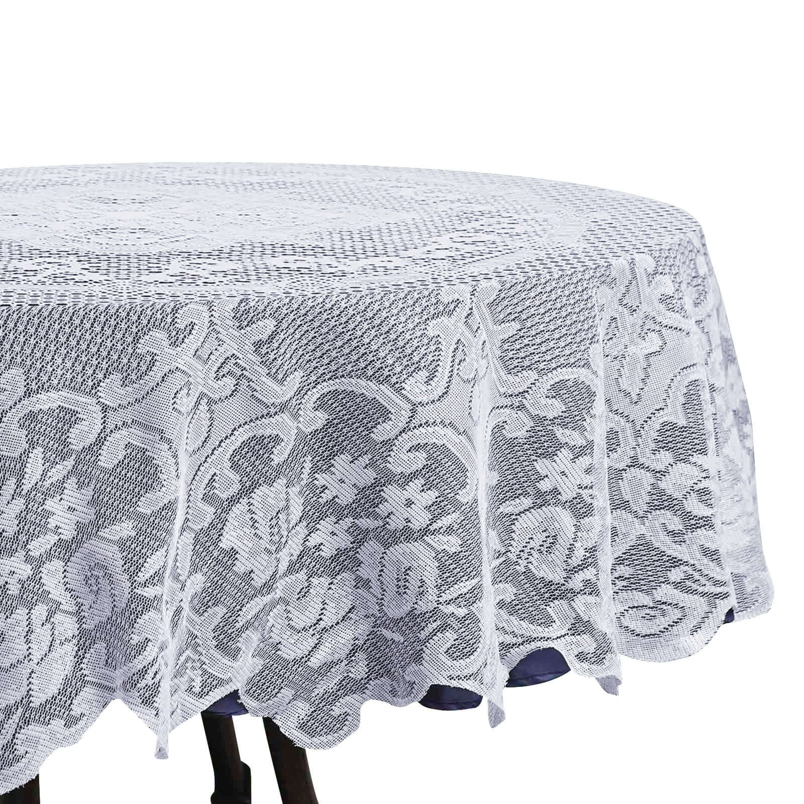 Lace 70" Round Tablecloth White - Premium Design for Intimate Table Settings - Linen Luxes