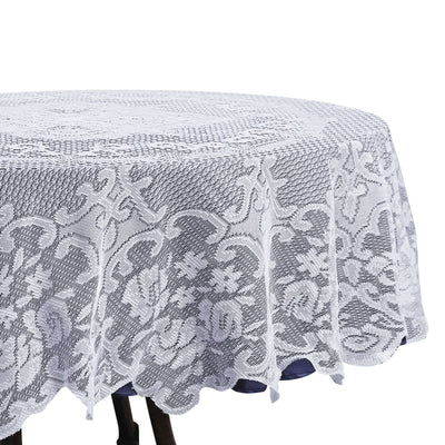 Lace 70" Round Tablecloth White - Premium Design for Intimate Table Settings - Linen Luxes