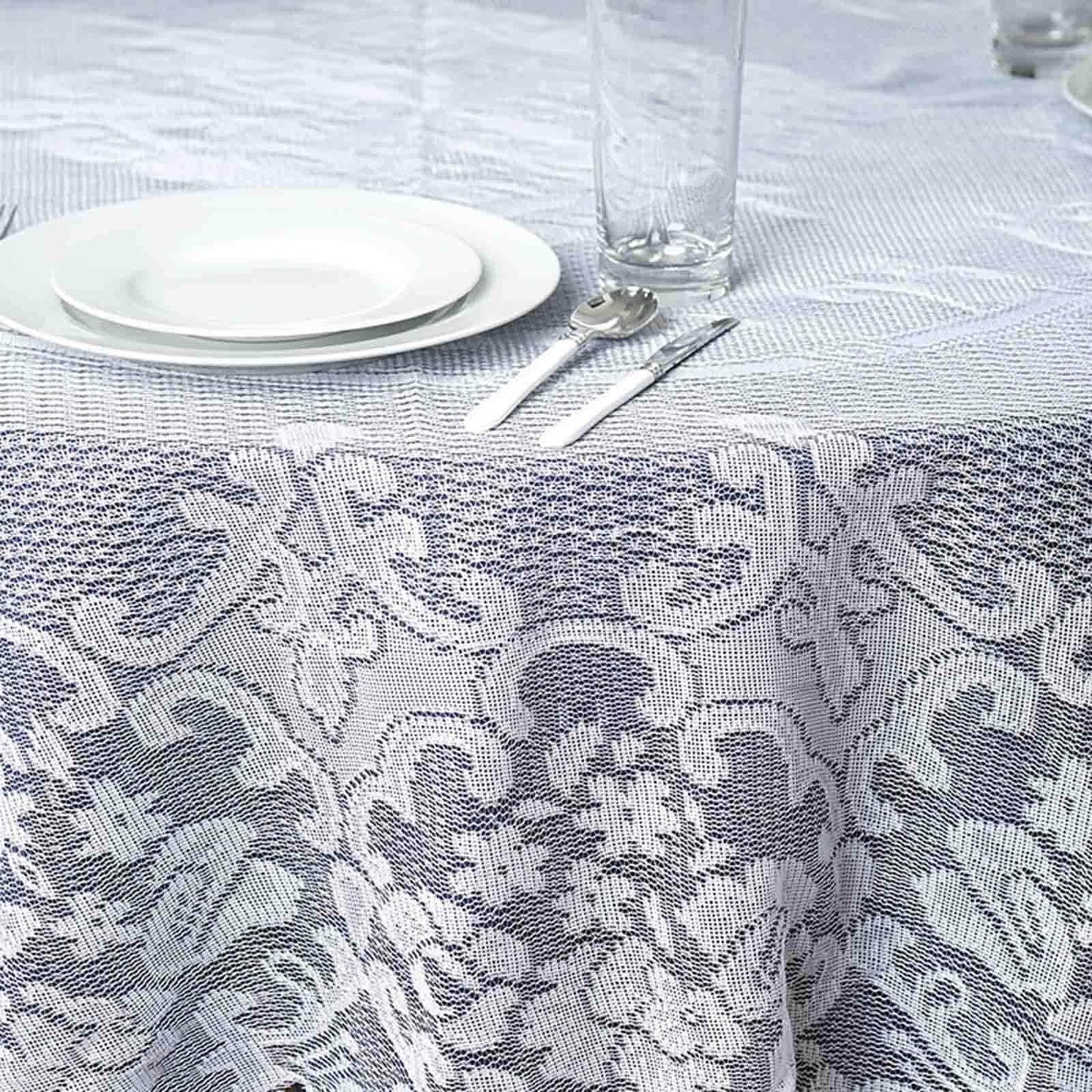 Lace 70" Round Tablecloth White - Premium Design for Intimate Table Settings - Linen Luxes