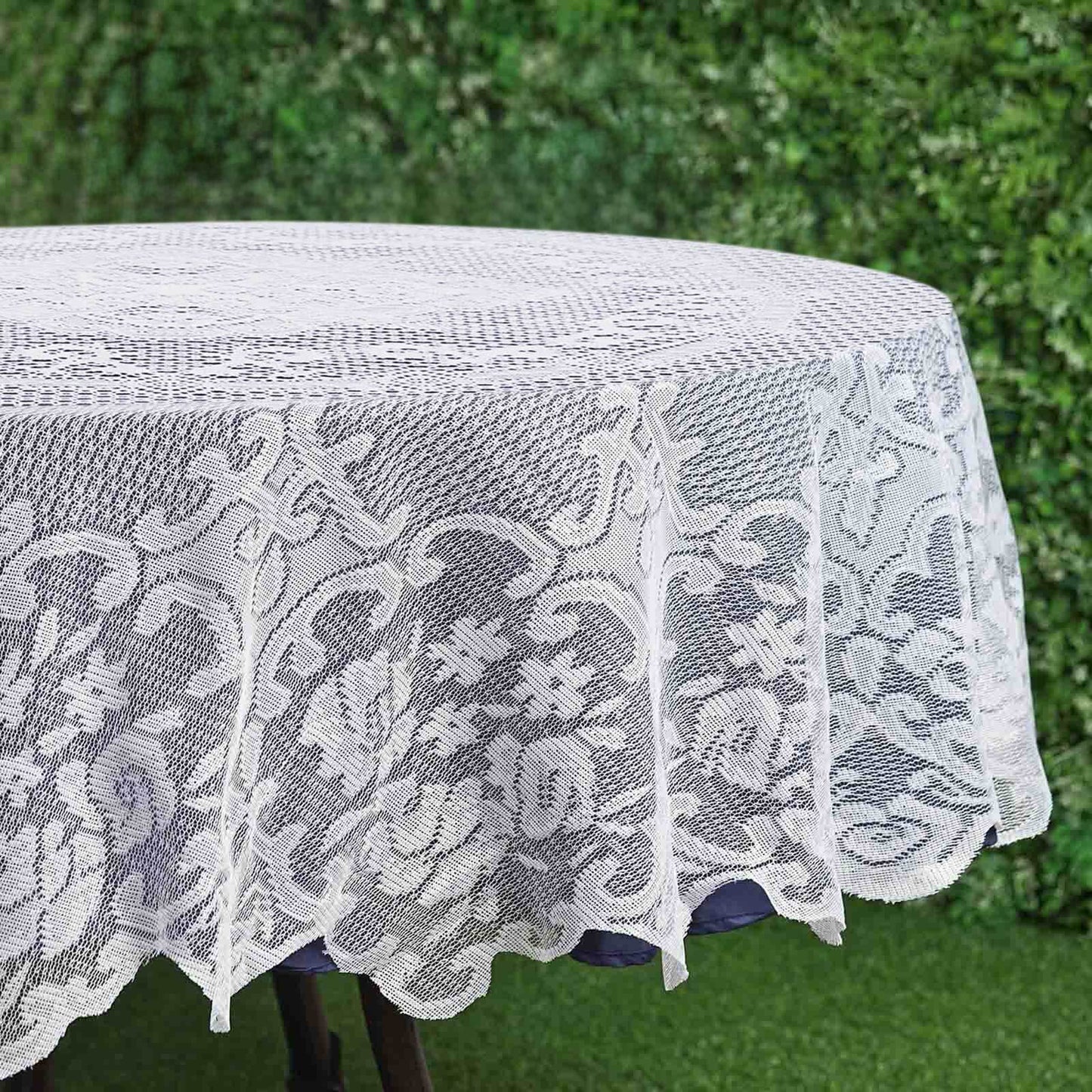 Lace 70" Round Tablecloth White - Premium Design for Intimate Table Settings - Linen Luxes