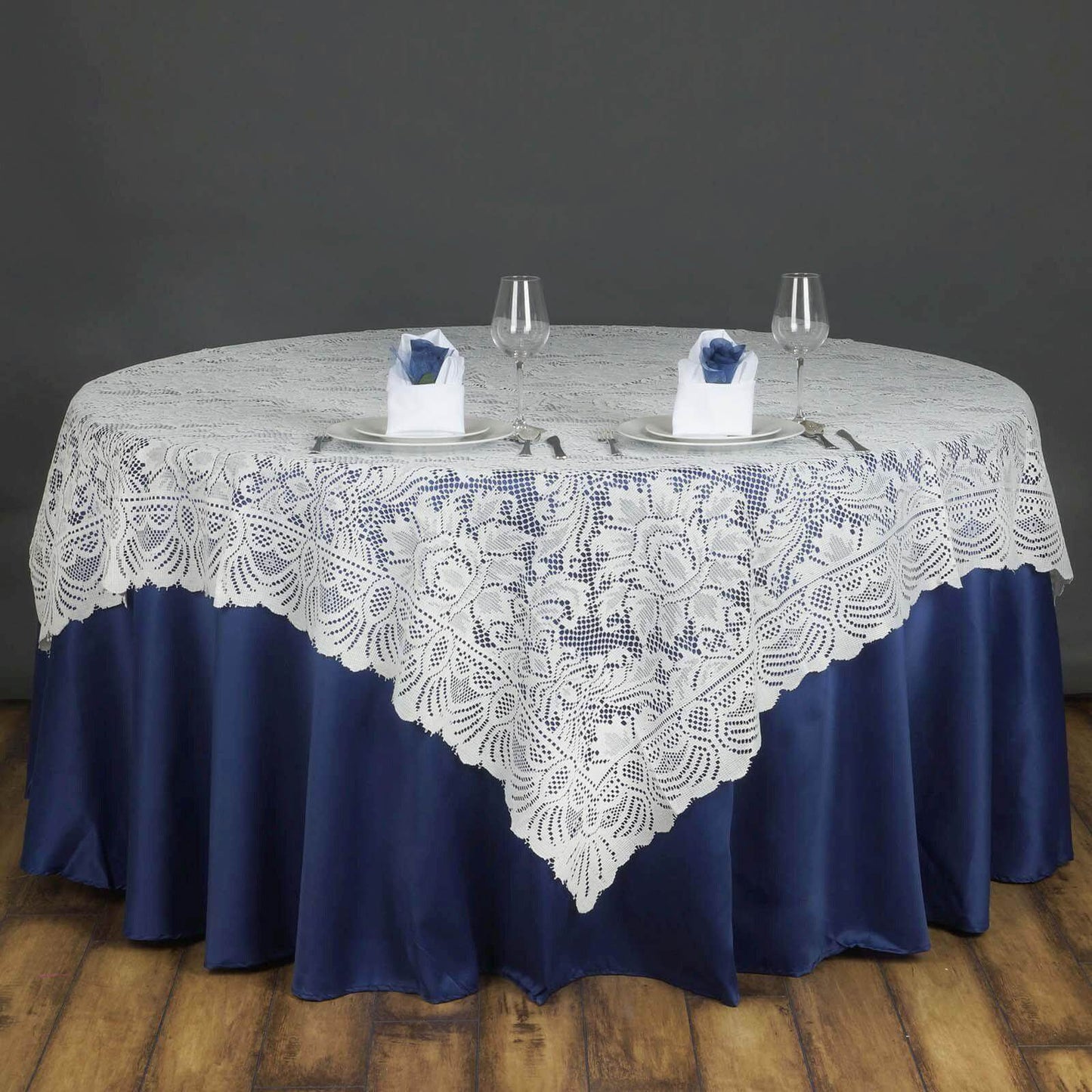 Lace 72"x72" Table Overlay Square Tablecloth Ivory - Victorian Design for Timeless Celebrations - Linen Luxes