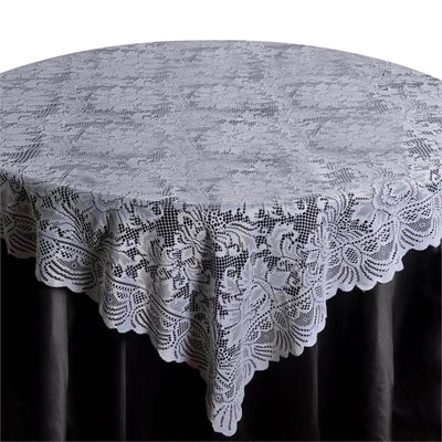 Lace 72"x72" Table Overlay Square Tablecloth White - Victorian Design Table Topper - Linen Luxes