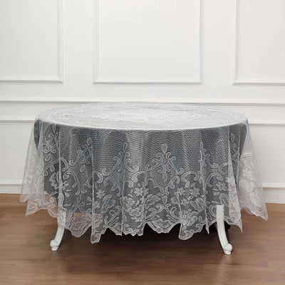 Lace 90" Round Tablecloth Ivory - Premium Design for Versatile Table Decor - Linen Luxes