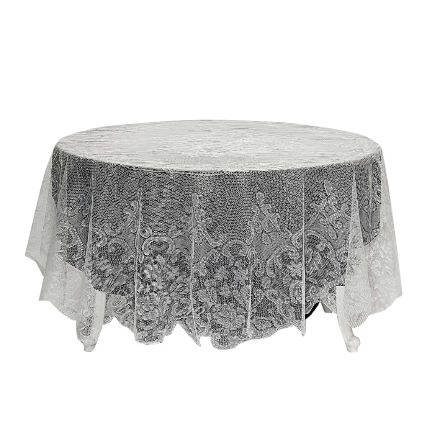 Lace 90" Round Tablecloth Ivory - Premium Design for Versatile Table Decor - Linen Luxes