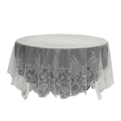 Lace 90" Round Tablecloth Ivory - Premium Design for Versatile Table Decor - Linen Luxes