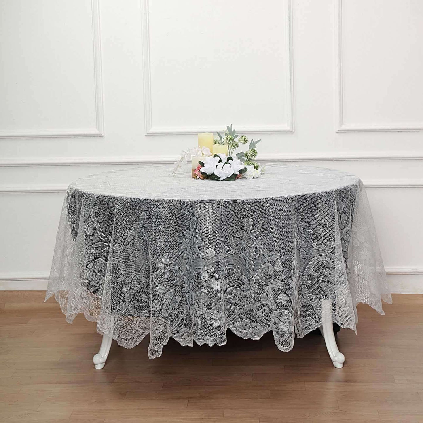 Lace 90" Round Tablecloth Ivory - Premium Design for Versatile Table Decor - Linen Luxes