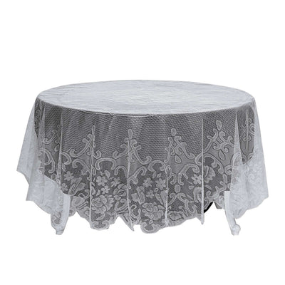Lace 90" Round Tablecloth White - Premium Design for Versatile Table Decor - Linen Luxes