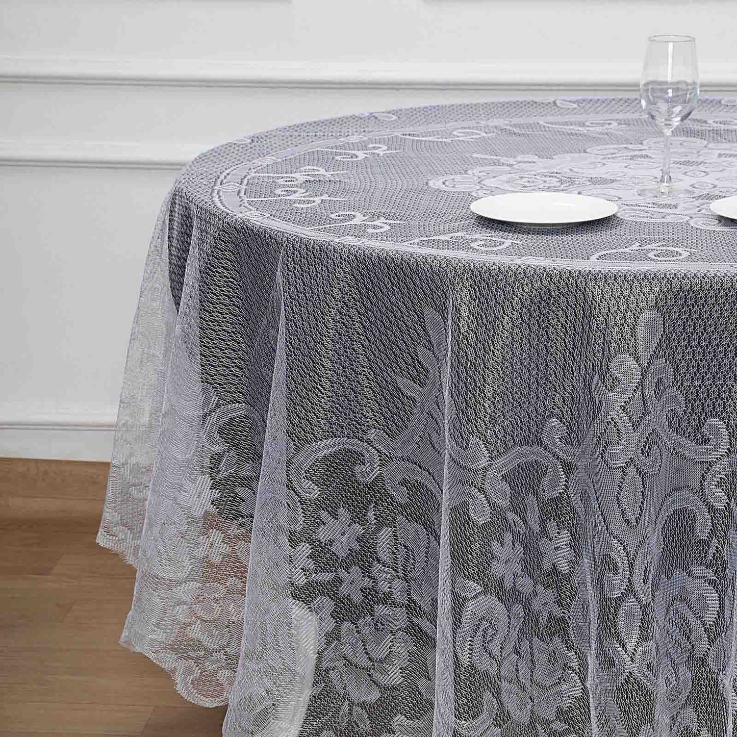 Lace 90" Round Tablecloth White - Premium Design for Versatile Table Decor - Linen Luxes