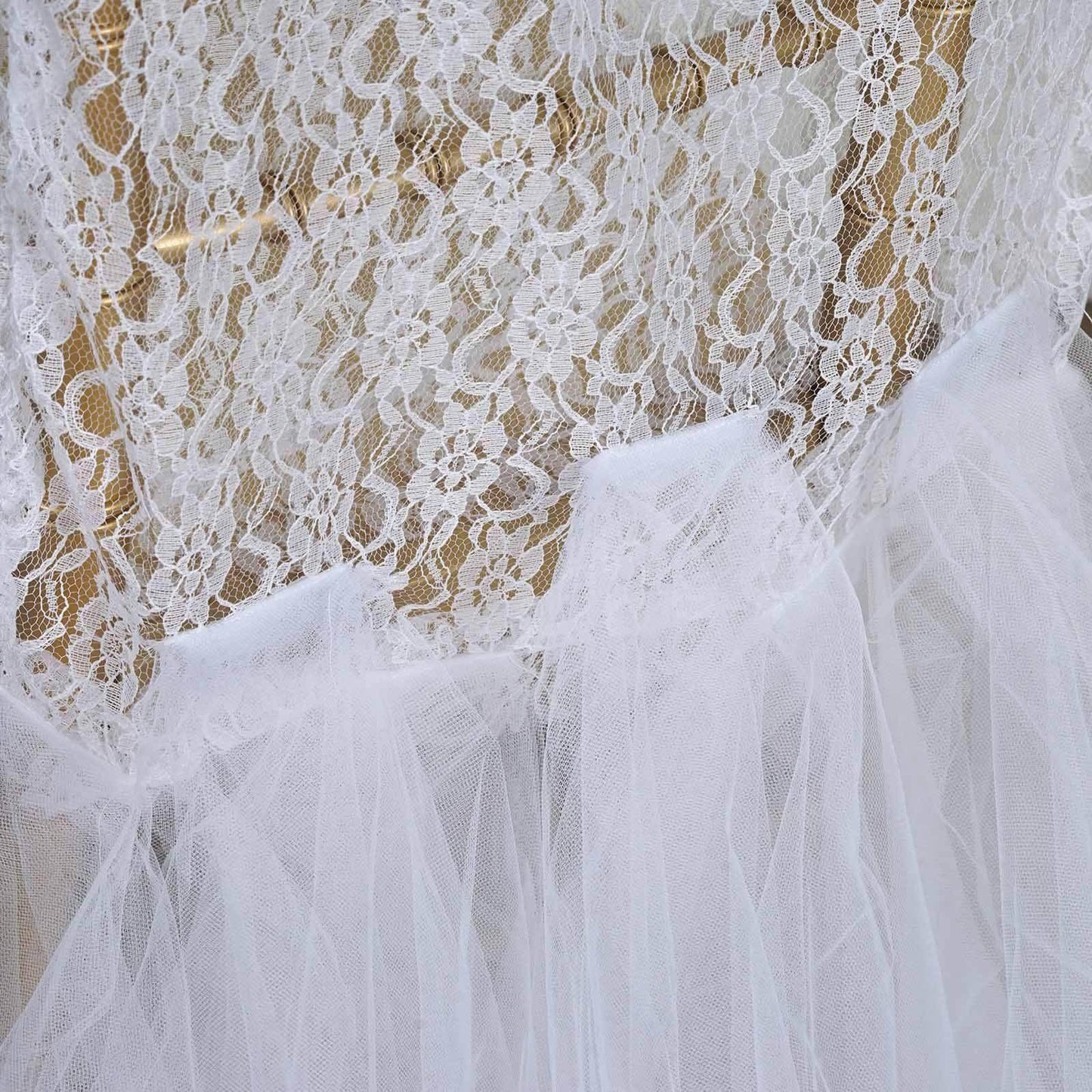 Lace and Tulle Chair Cover Skirt for Wedding Chairs Ivory - Stylish Tutu Slipcover for Sophisticated Event Decor - Linen Luxes