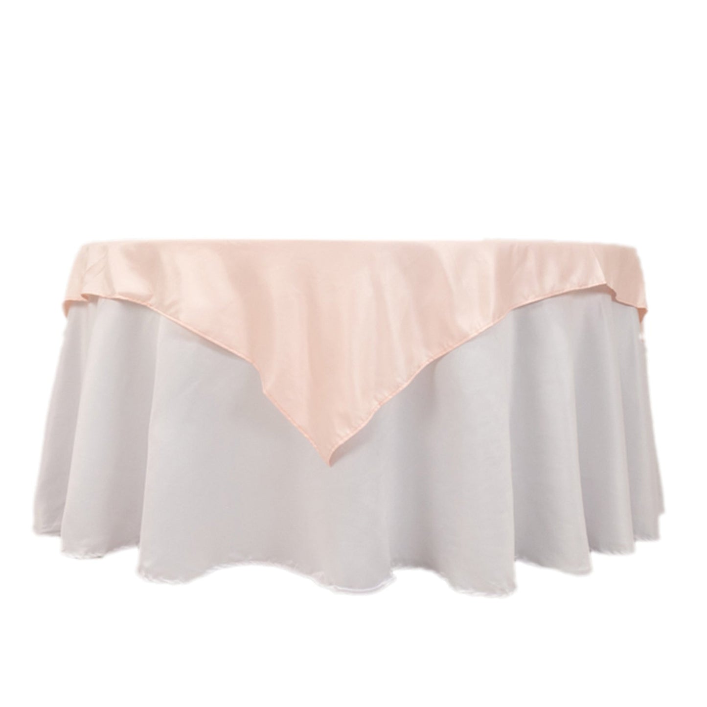 Lamour Satin 54"x54" Table Overlay Square Tablecloth Blush - Durable & Silk-Like Table Cover