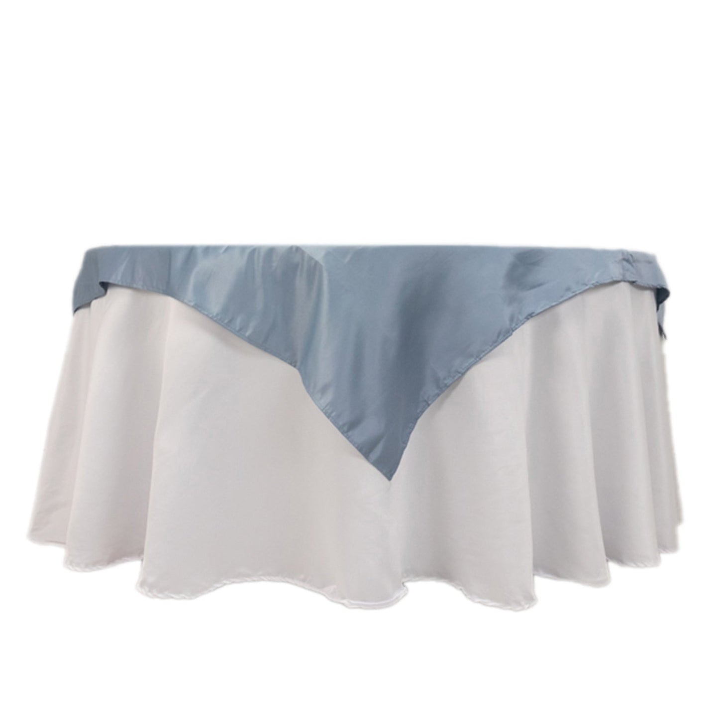 Lamour Satin 54"x54" Table Overlay Square Tablecloth Dusty Blue - Durable & Silk-Like Table Cover