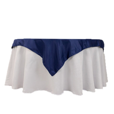 Lamour Satin 54"x54" Table Overlay Square Tablecloth Navy Blue - Durable & Silk-Like Table Cover