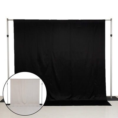 Lamour Satin Blackout Curtains 10ft x 10ft Panels Black/Ivory | Water-Resistant PU-Coated Double Sided Backdrop for Weddings & Events