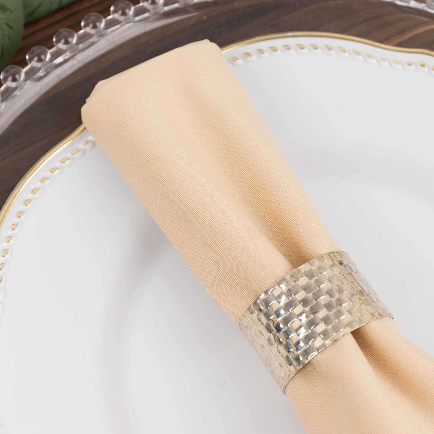 5 Pack Scuba 20"x20" Napkins Beige - Durable & Reusable Dinner Napkins