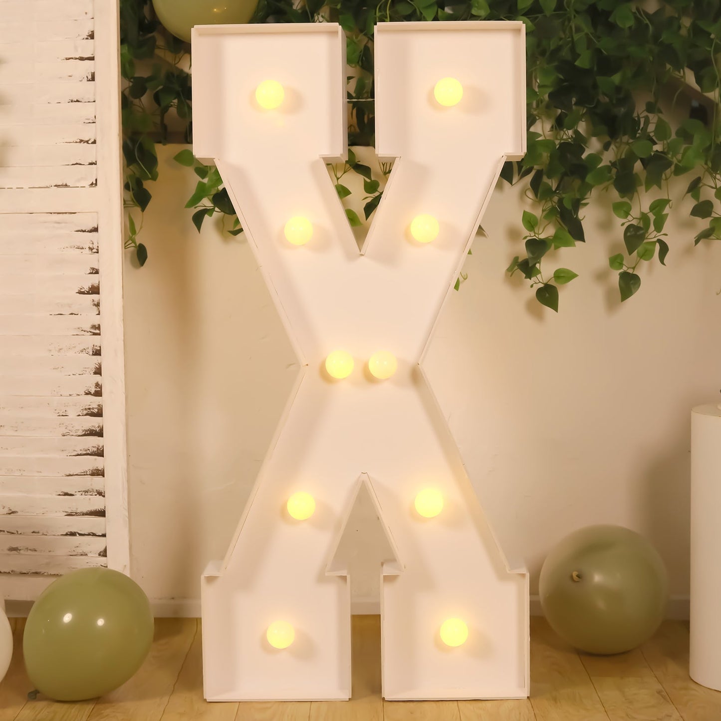 Giant LED Marquee Light Up Letter "X", White 4ft Pre-Cut Foam Board with 10 Warm White Battery Operated LEDs, Glue Gun and Sticks