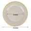 6-Pack Acrylic Round Charger Plates 13" in Taupe with Gold Beaded Rim, Decorative Dinner Party Charger Tableware