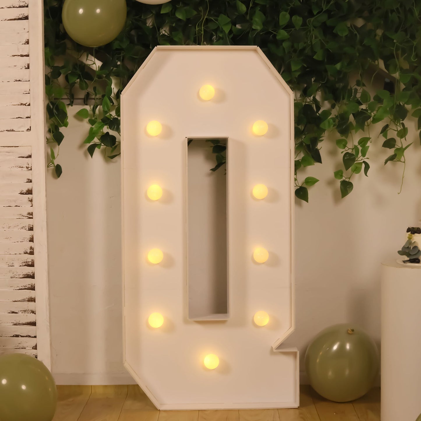 Giant LED Marquee Light Up Letter "Q", White 4ft Pre-Cut Foam Board with 10 Warm White Battery Operated LEDs, Glue Gun and Sticks