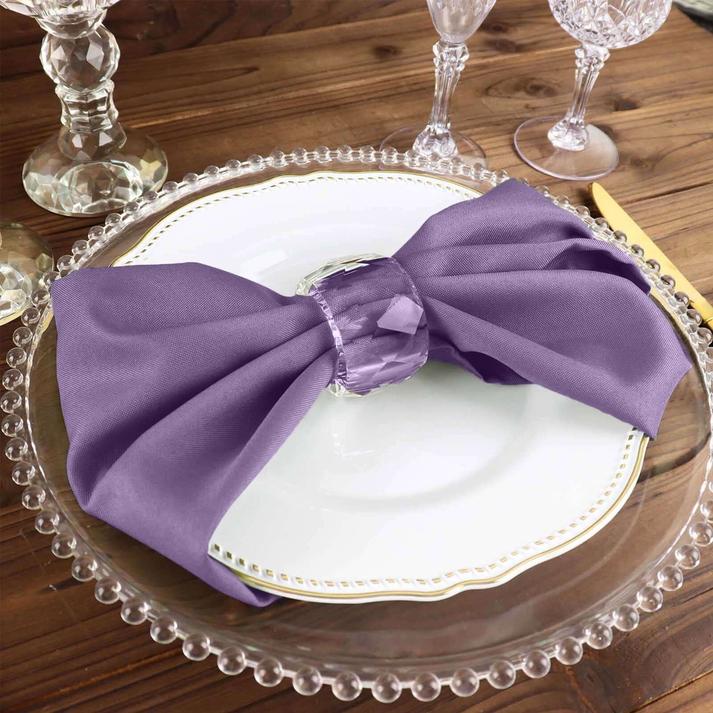 5 Pack Polyester 17"x17" Napkins Violet Amethyst - Durable & Wrinkle Resistant Dinner Napkins