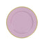 10-Pack Economy Plastic Round Charger Plates 12" in Lavender Lilac with Wide Gold Rim, Decorative Dinner Party Serving Plates