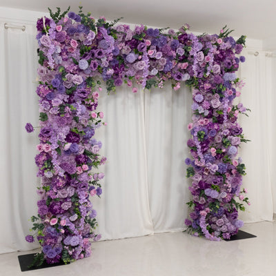 8ftx8ft Roll Up Flower Backdrop for Arch Stand, Lavender Lilac with Fabric Backing - Artificial Silk Roses, Hydrangeas & Chrysanthemums for Weddings
