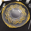 10-Pack Plastic 8" Round Dessert Plates in Clear with Gold Vintage Baroque Scalloped Rim - European Style Disposable Salad Appetizer Plates