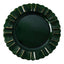 6-Pack Acrylic Plastic Round Charger Plates 13" in Hunter Emerald Green with Gold Brushed Wavy Scalloped Rim