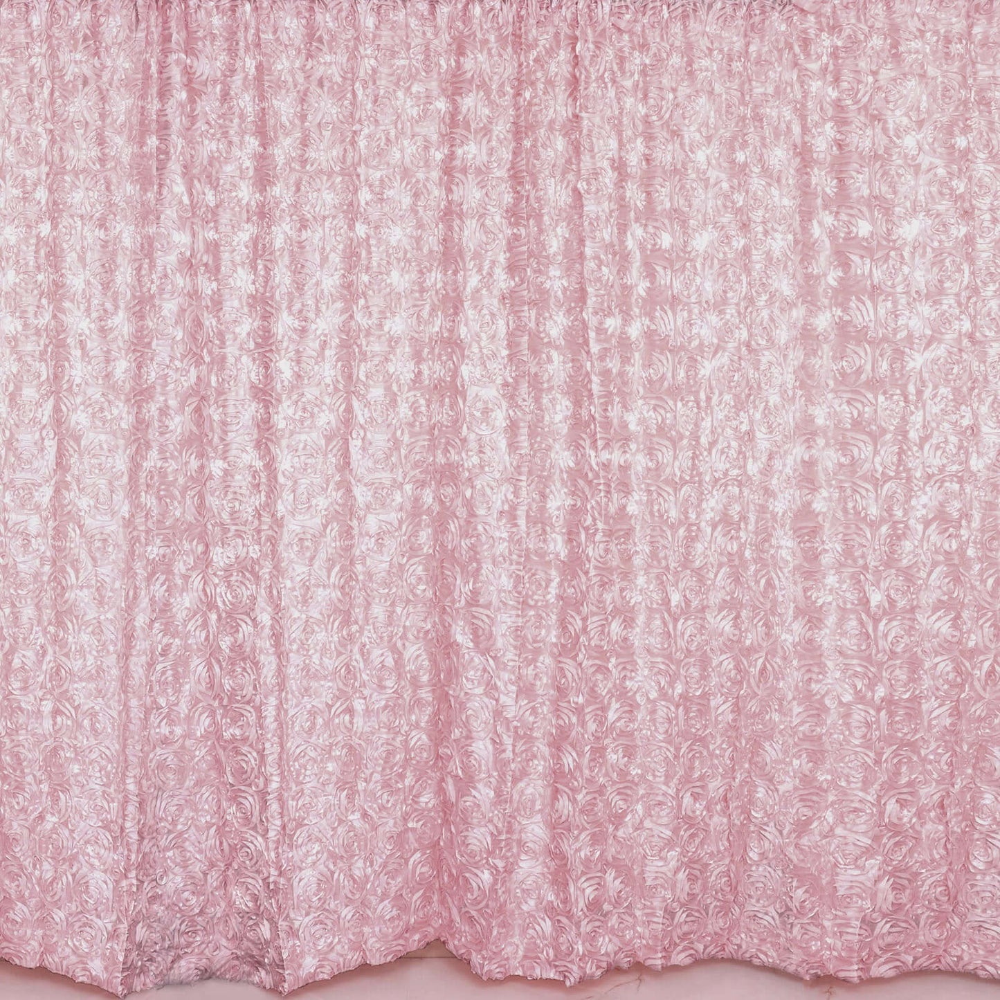8ftx8ft Blush Satin Rosette Event Curtain Drapes, Backdrop Event Panel