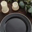 10-Pack Plastic 10" Round Dinner Plates in Black with Silver Beaded Rim - Disposable Party Plates for Banquets & Festive Occasions