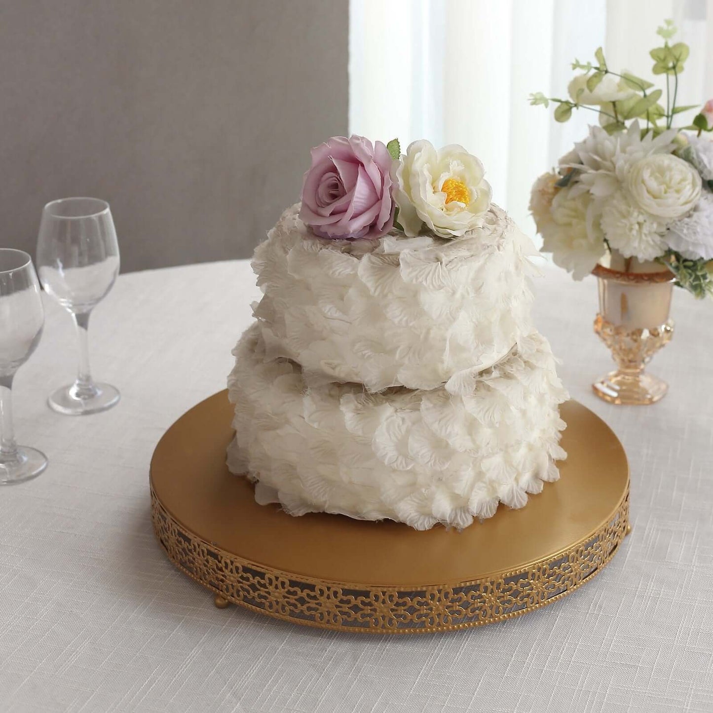 Metal 16" Round Pedestal Cake Stand Gold for Buffet Table Sweets Station