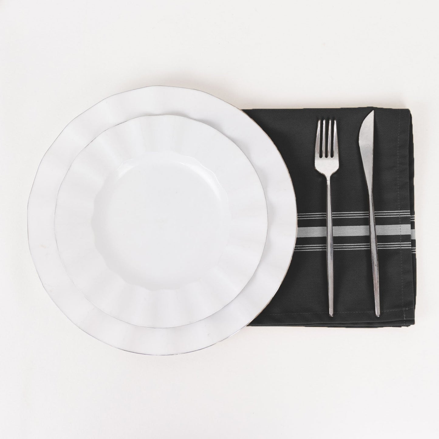 10 Pack Premium Spun Polyester 18"x22" Napkins Black/White Bistro Style - Highly Absorbent Cotton-Like Feel Cloth Napkins
