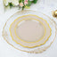 10-Pack Plastic 10" Round Dinner Plates in Taupe with Gold Scalloped Rim - Disposable Party Plates
