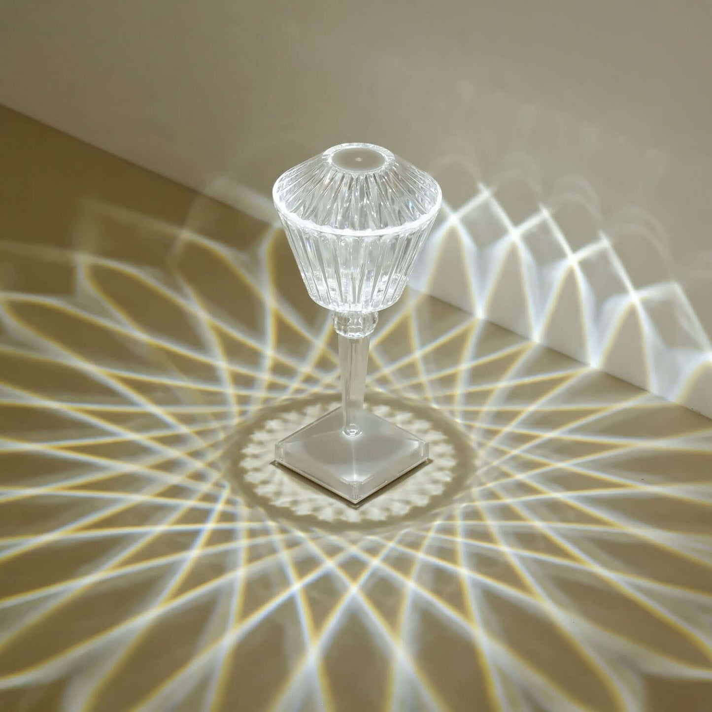 LED Acrylic Table Lamp Prism Design Color Changing - Rechargeable Cordless Touch Control Accent Light 10"