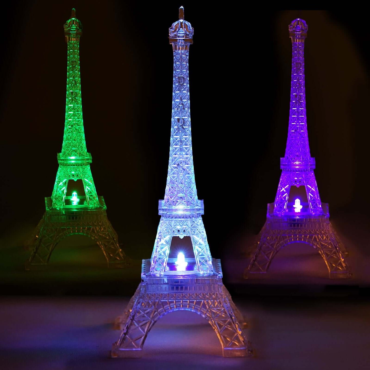 LED Centerpiece Eiffel Tower Design Color Changing - Light Up Night Party Decor 10" - Linen Luxes