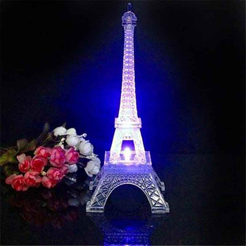 LED Centerpiece Eiffel Tower Design Color Changing - Light Up Night Party Decor 10" - Linen Luxes