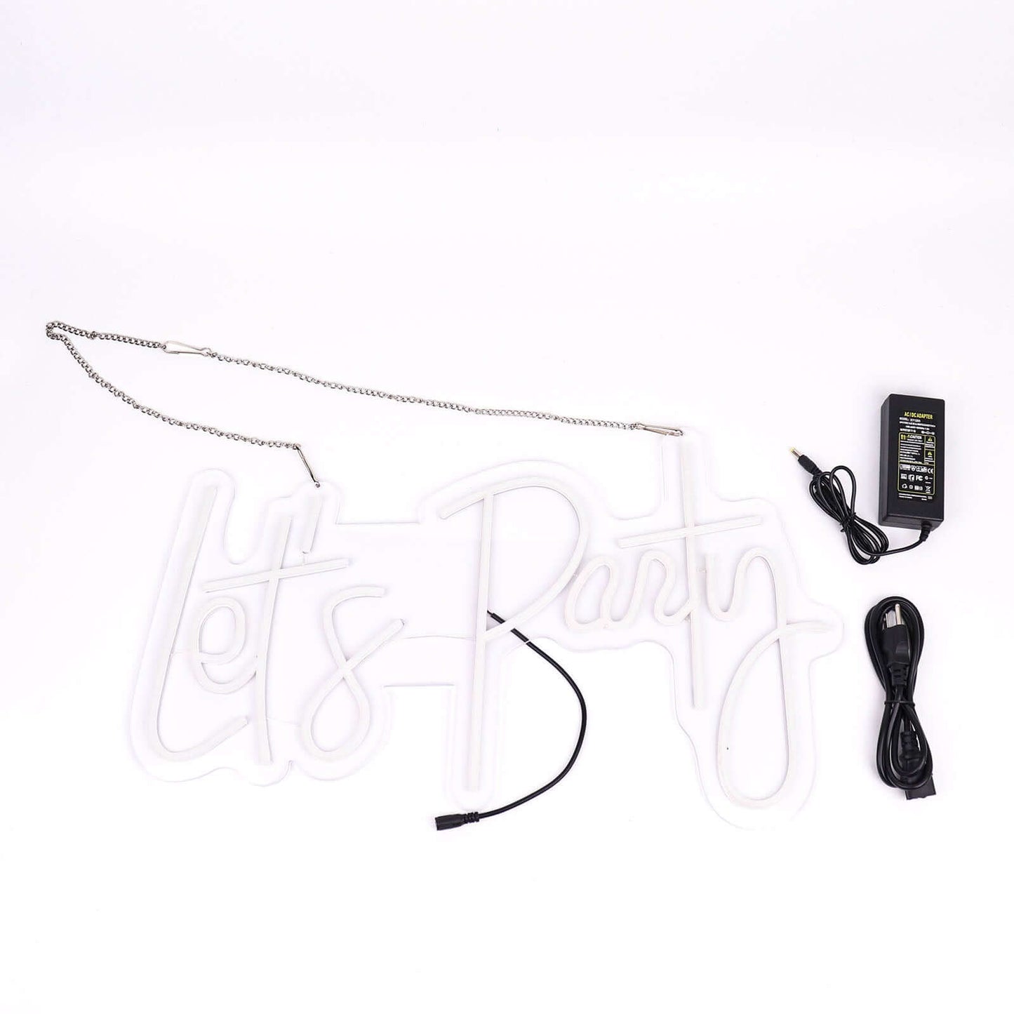 23" Let's Party Neon Light Sign, LED Reusable Wall DÃ©cor Lights With 5ft Hanging Chain