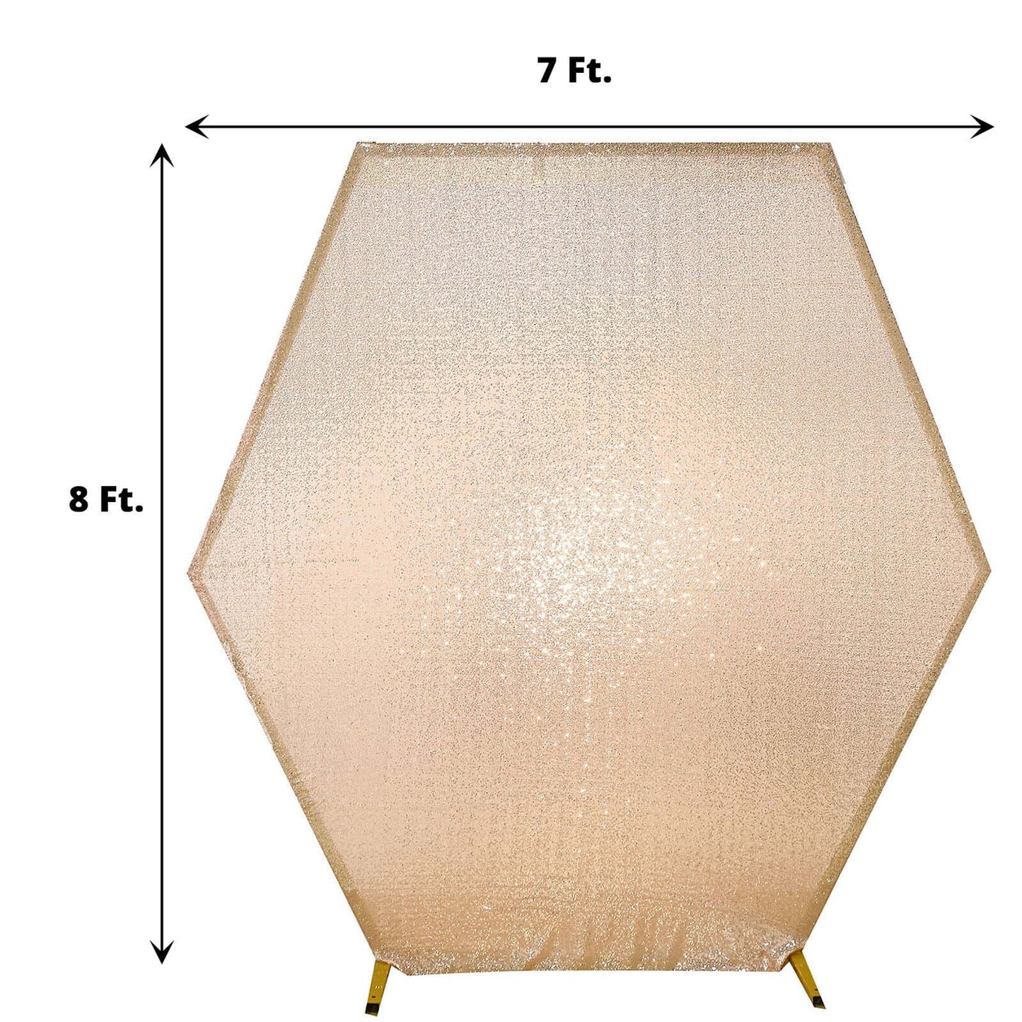8ftx7ft Rose Gold Shiny Sequin Hexagon Backdrop Stand Cover, Shiny Sparkle 2-Sided Custom Fit Wedding Arch Cover