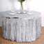 Metallic Foil Fringe Table Skirt Silver with Self Adhesive Backing - Durable Tinsel Skirt for Parties 30"x9ft