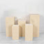 Set of 5 Beige Spandex Rectangle Pedestal Stand Covers, Stretchable Pillar Prop Covers - 160 GSM
