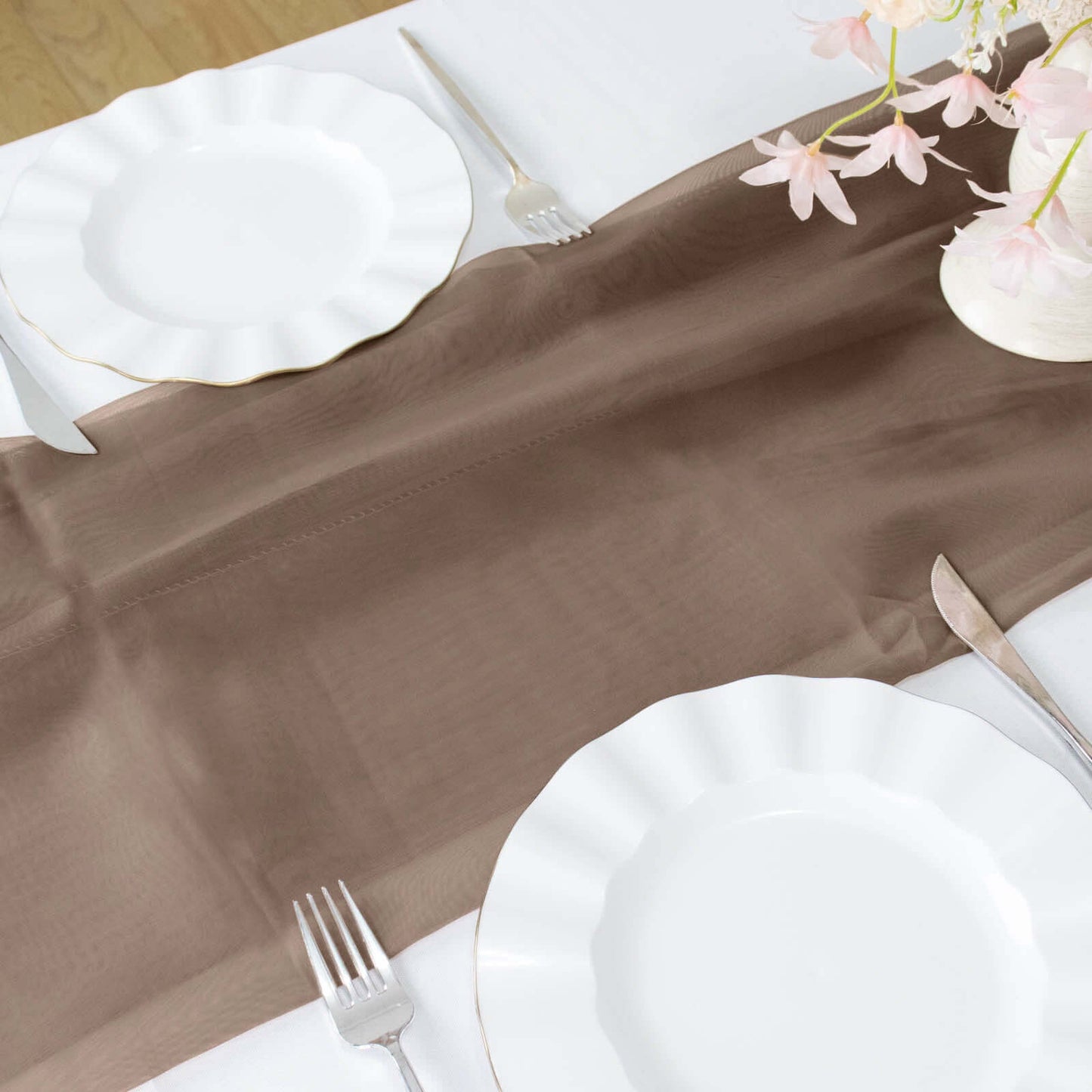 Chiffon 6ft Table Runner Taupe - Flowy & Lightweight Table Decor