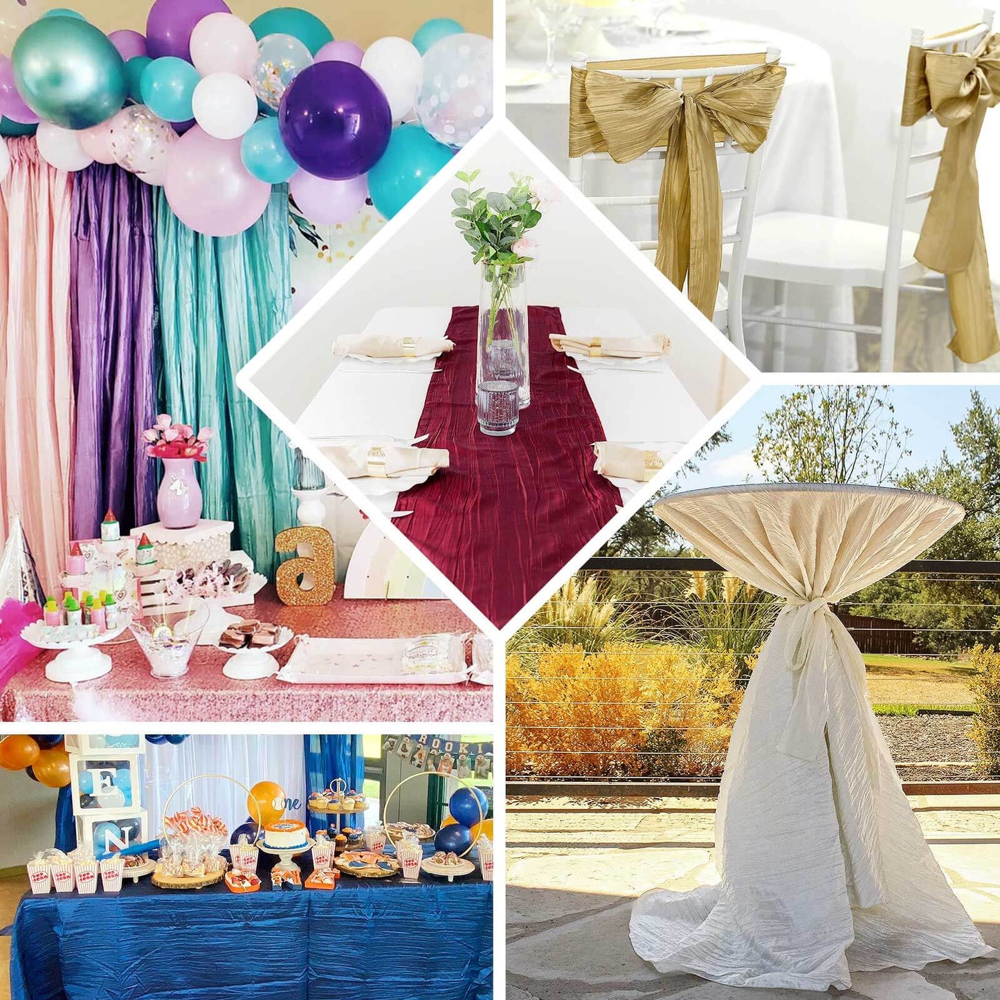 54"x10 Yards Gold Accordion Crinkle Taffeta Fabric Bolt