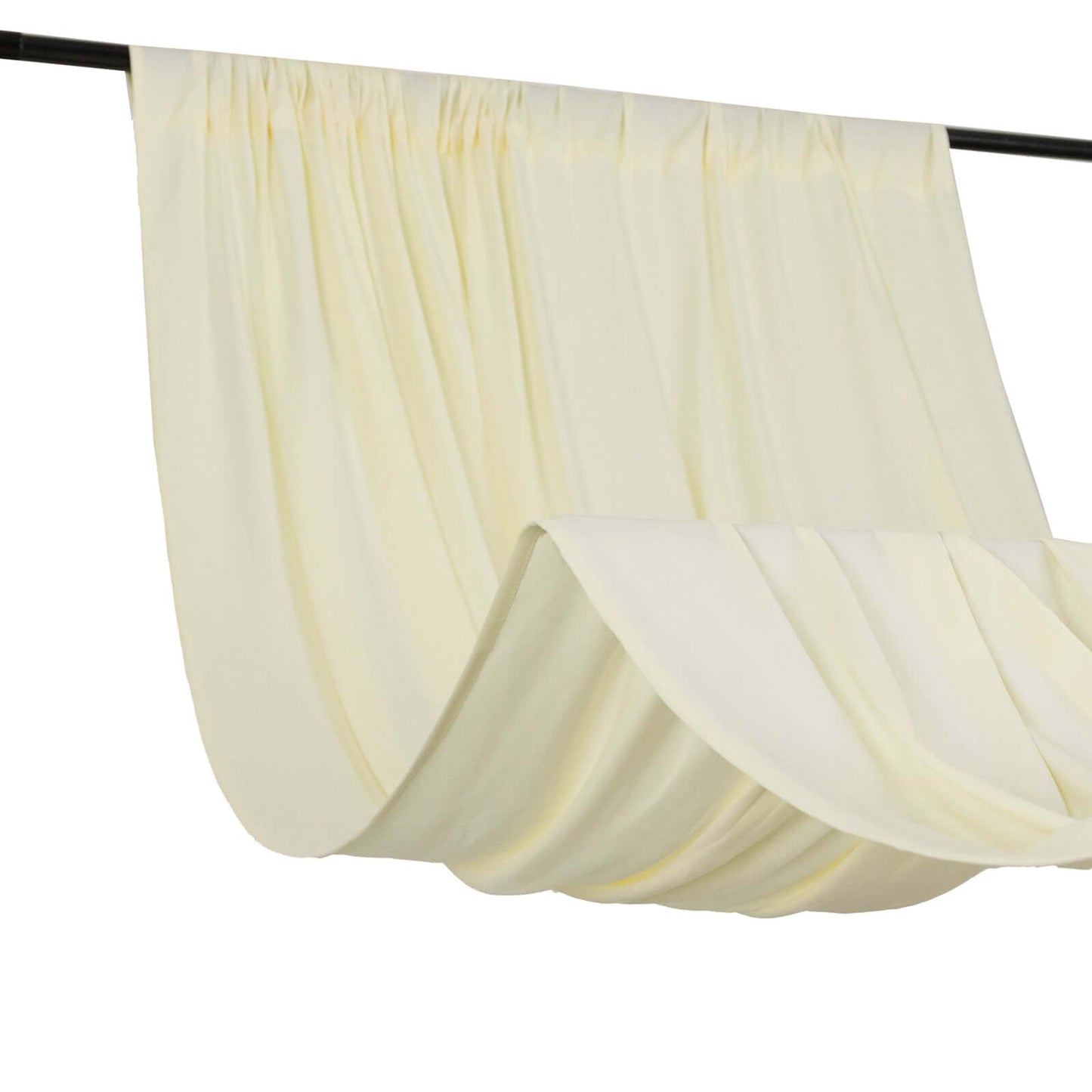 Ivory 4-Way Stretch Spandex Event Curtain Drapes, Wrinkle Free Backdrop Event Panel with Rod Pockets - 5ftx16ft