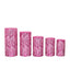 Set of 5 Fuchsia Wave Mesh Cylinder Pedestal Stand Covers with Embroidered Sequins, Pillar Prop Covers - 160 GSM