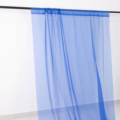 5ftx32ft Royal Blue Chiffon Curtain Panel, Durable Flame Resistant Backdrop Ceiling Drapery With Rod Pocket