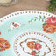 25-Pack Paper 9" Round Dinner Plates in Light Turquoise with Vintage Rose Flower Print